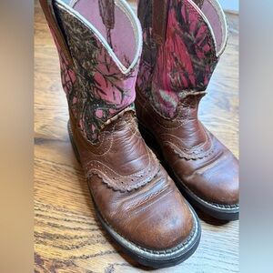 ARIAT Fatbaby Round Toe Pink Camo Brown Cowgirl Boots Size 6.5